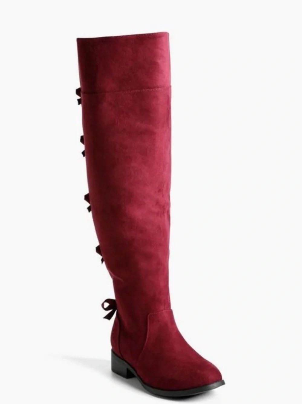 👠🌹 WIDE CALF SEXY NWT TORRID Red Rose Over-the-Knee Suede Boots! Curvy approved